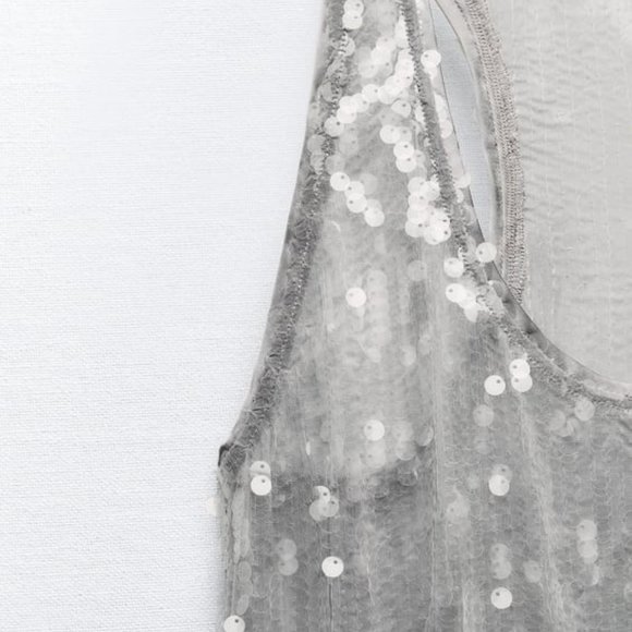ZARA SEQUIN DRESS SILVER | 2712/246 326/015 - Picture 7 of 7